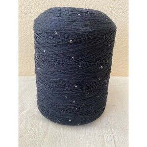 Fancy Spool Yarn Cone Yarn Cotton Silver Sequins Black 600g #526